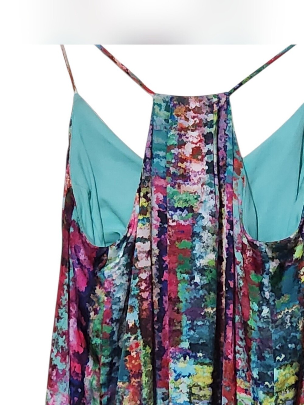 NEW! Nicole Miller New York Satin Watercolor Multicolor Maxi Dress Size Small - Picture 8 of 13